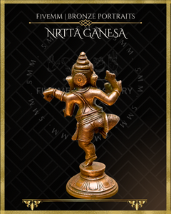 Nrtta(Dancing) Ganesa Panchaloha Bronze Icon - 4.5" -Antique finish