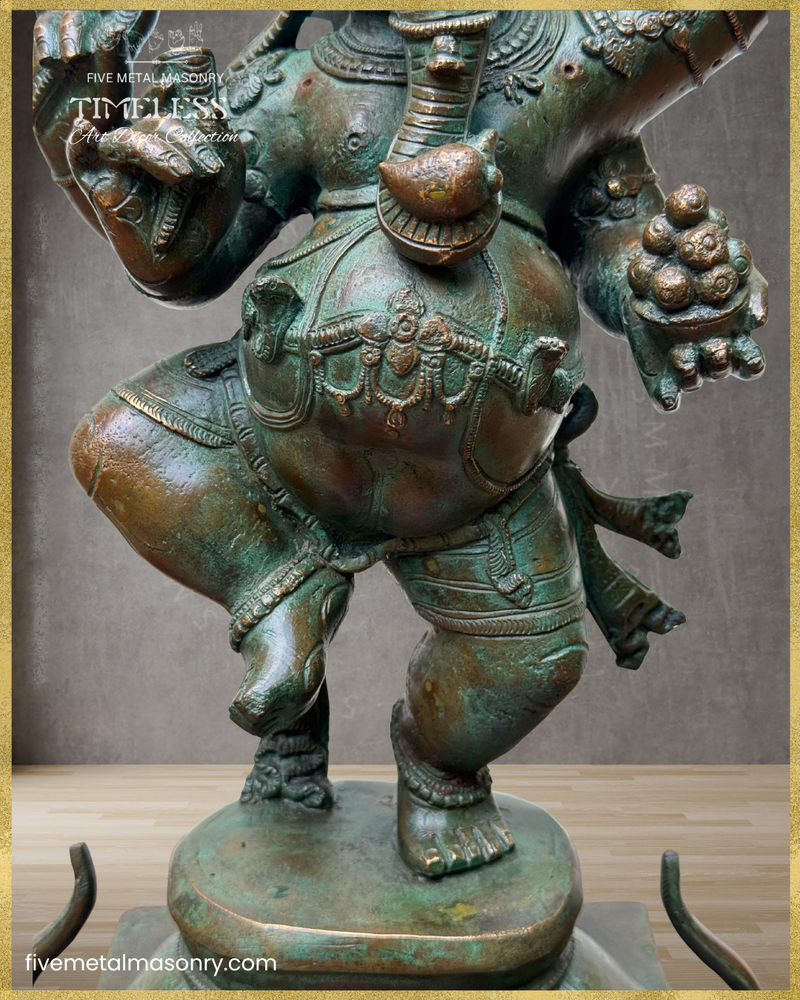 Dancing (Nrtta) Ganesha - Panchaloha Bronze Icon - 14"- Timeless Collection
