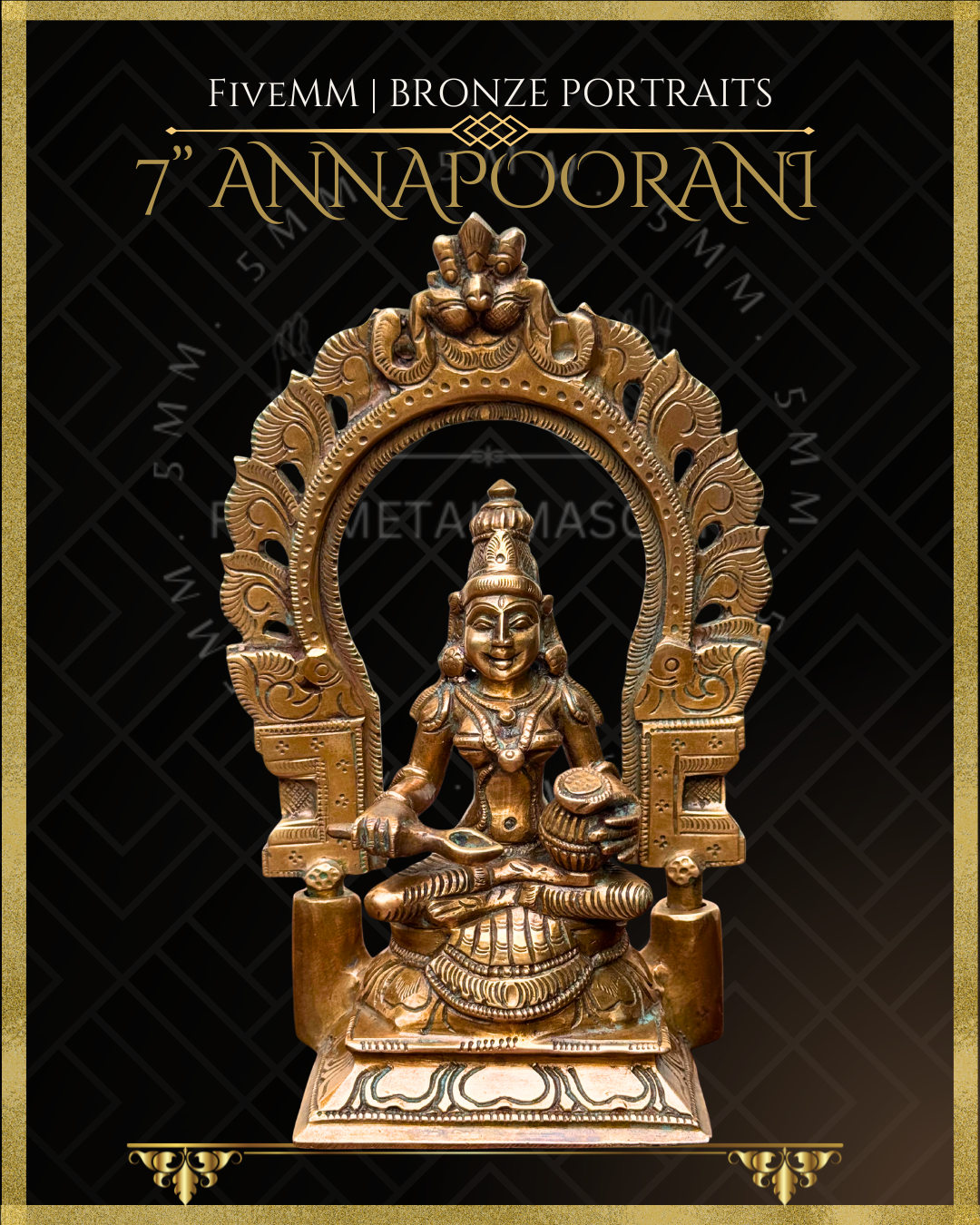 Annapoorani / Annapurna Panchaloha Bronze Icon - 7" with arch