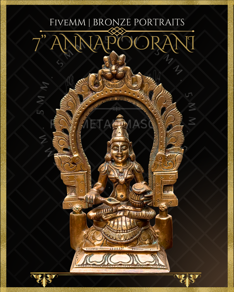 Annapoorani / Annapurna Panchaloha Bronze Icon - 7" with arch