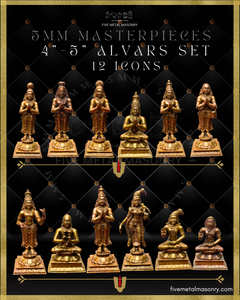 Alvars | Vaishnava saints |Set of 12 Panchaloha Bronze Icons - 5"- Masterpieces Collection | Made to Order
