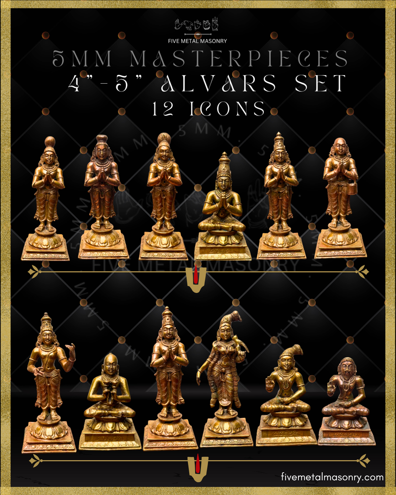 Alvars | Vaishnava saints |Set of 12 Panchaloha Bronze Icons - 5"- Masterpieces Collection | Made to Order