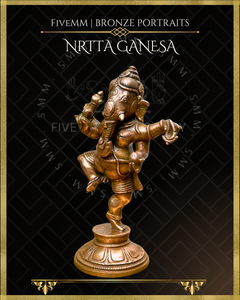 Nrtta(Dancing) Ganesa Panchaloha Bronze Icon - 4.5" -Antique finish