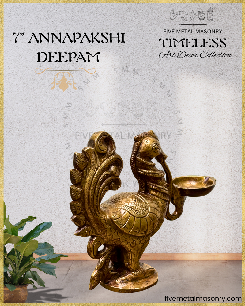 Hamsa/Annapakshi Deepam Panchaloha Bronze Icon - 7"- Timeless Collection