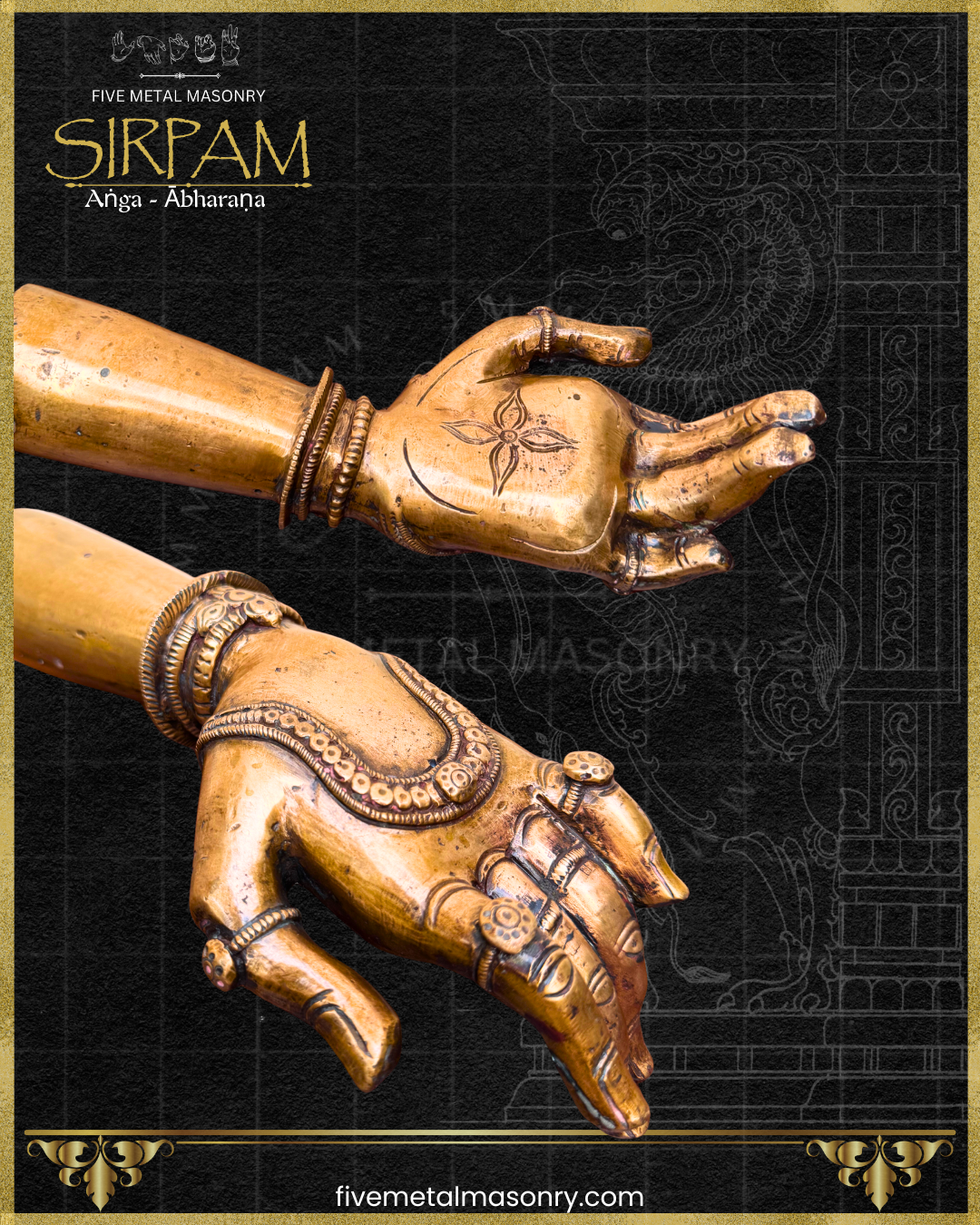 Hasta/Mudra Panchaloha Bronze Icon Set - 10" and 8" - Sirpam Collection