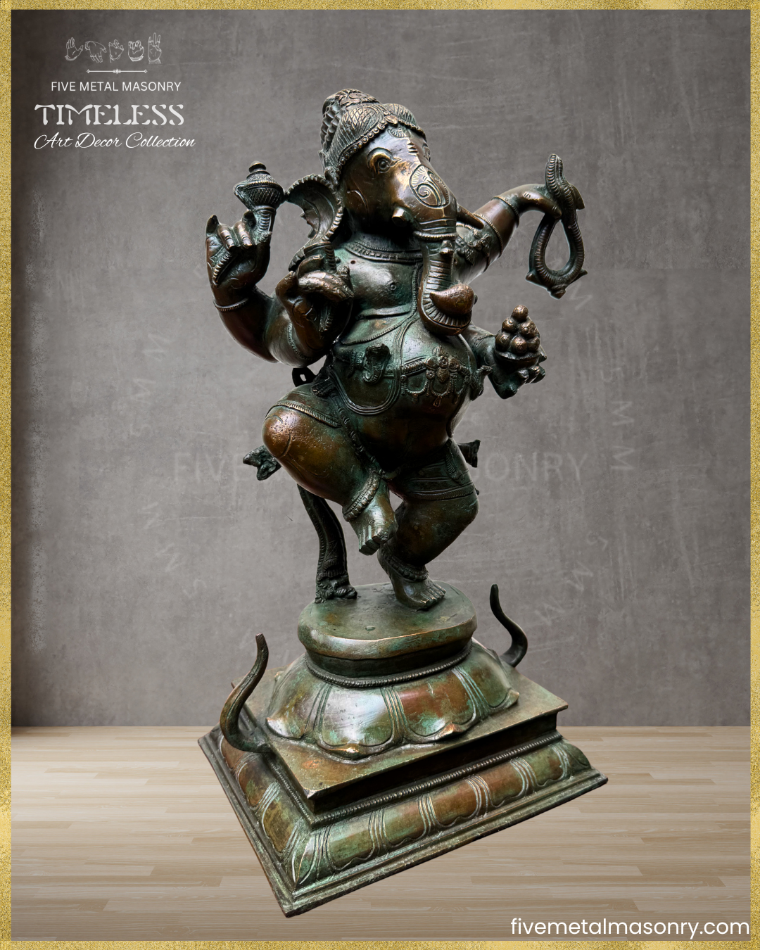 Dancing (Nrtta) Ganesha - Panchaloha Bronze Icon - 14"- Timeless Collection