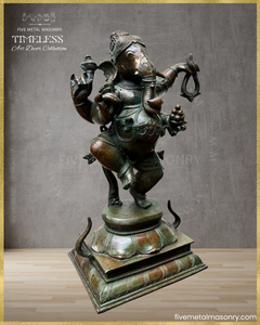 Dancing (Nrtta) Ganesha - Panchaloha Bronze Icon - 14"- Timeless Collection