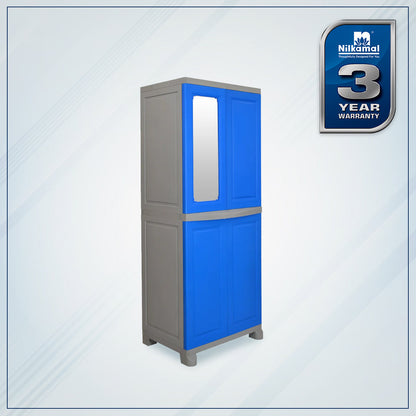 Nilkamal Freedom Big 1 (FB1M) Plastic Storage Cabinet with Mirror (Deep Blue & Grey)
