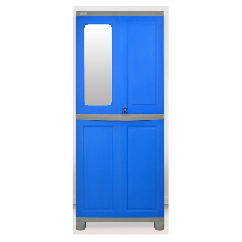 Nilkamal Freedom Big 1 (FB1M) Plastic Storage Cabinet with Mirror (Deep Blue & Grey)