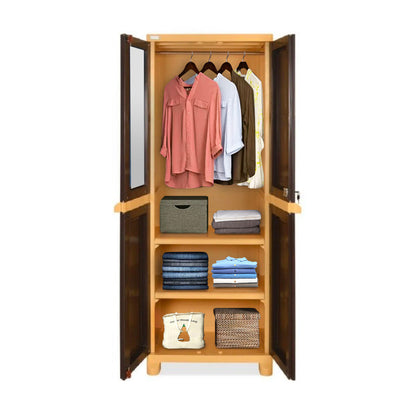 Nilkamal Freedom Big 1 (FB1M) Plastic Storage Cabinet with Mirror (Weather Brown & Biscuit)