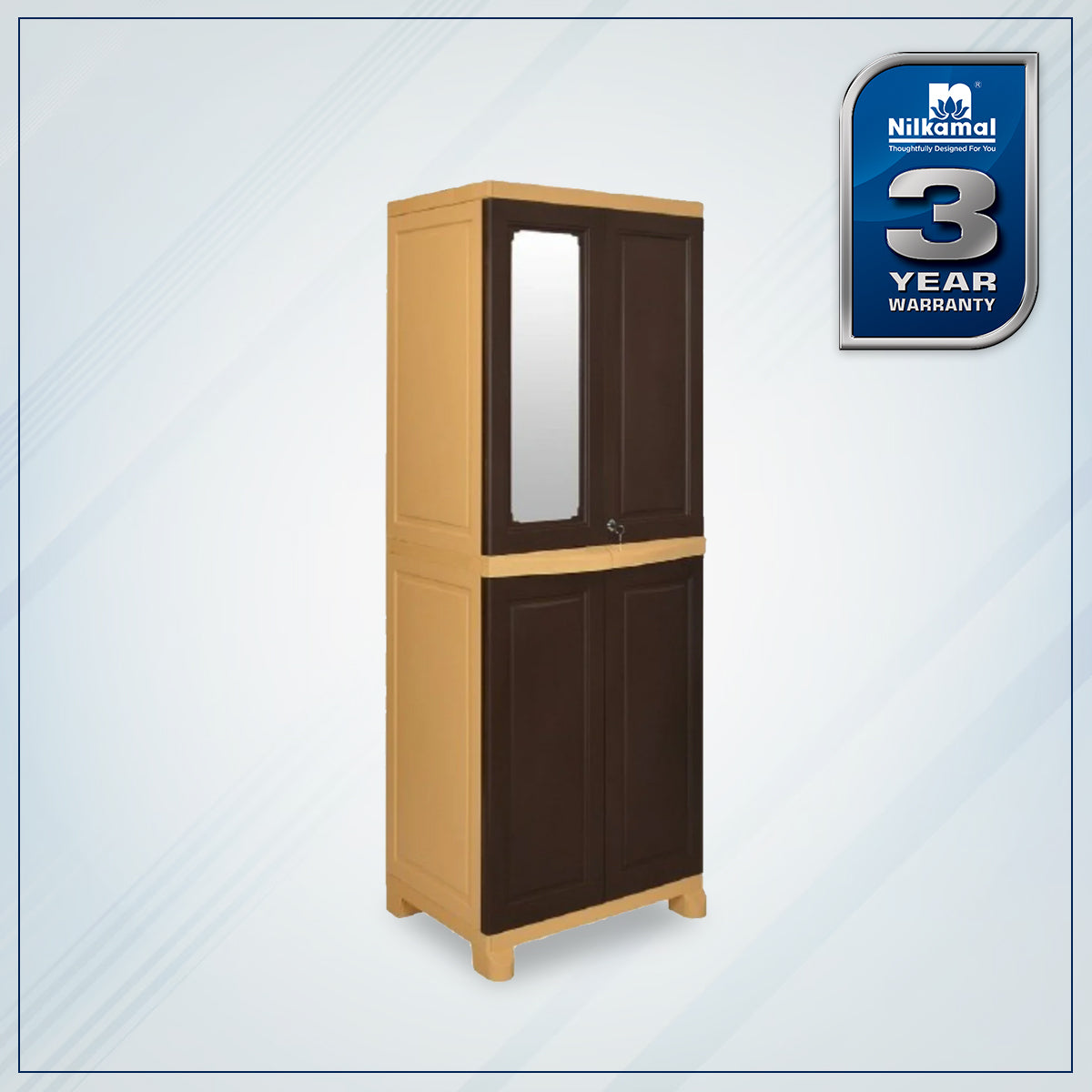 Nilkamal Freedom Big 1 (FB1M) Plastic Storage Cabinet with Mirror (Weather Brown & Biscuit)