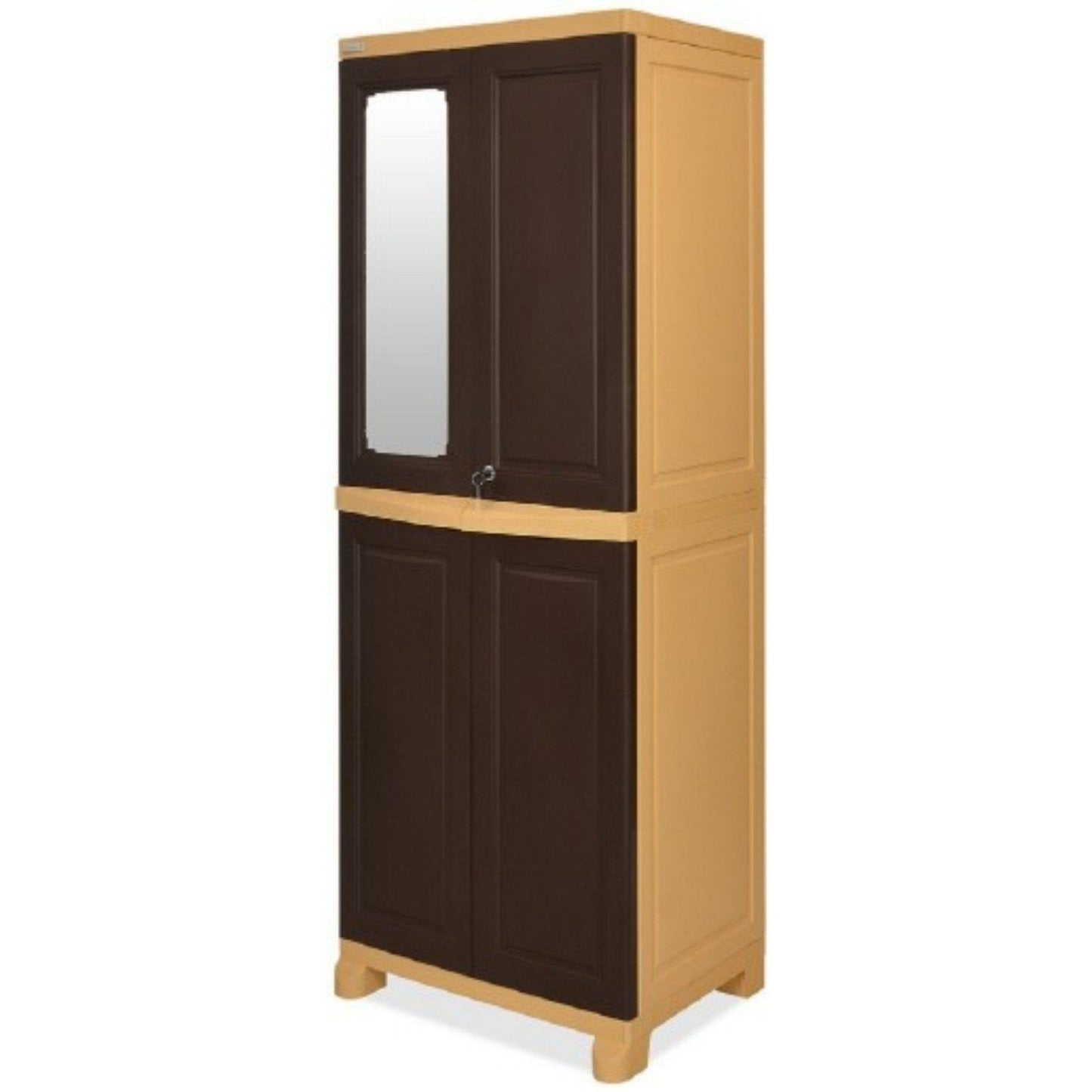 Nilkamal Freedom Big 1 (FB1M) Plastic Storage Cabinet with Mirror (Weather Brown & Biscuit)