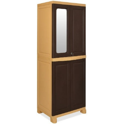 Nilkamal Freedom Big 1 (FB1M) Plastic Storage Cabinet with Mirror (Weather Brown & Biscuit)