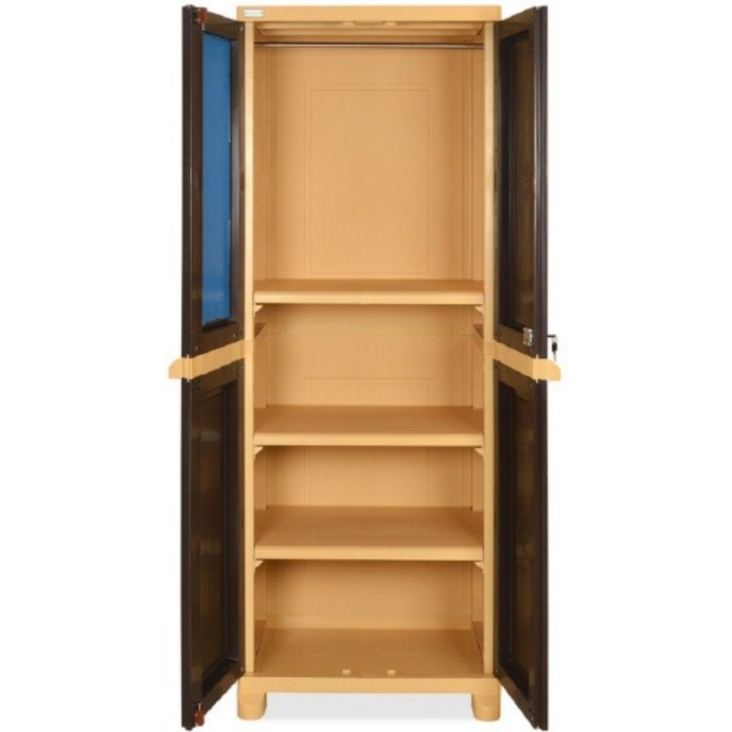 Nilkamal Freedom Big 1 (FB1M) Plastic Storage Cabinet with Mirror (Weather Brown & Biscuit)