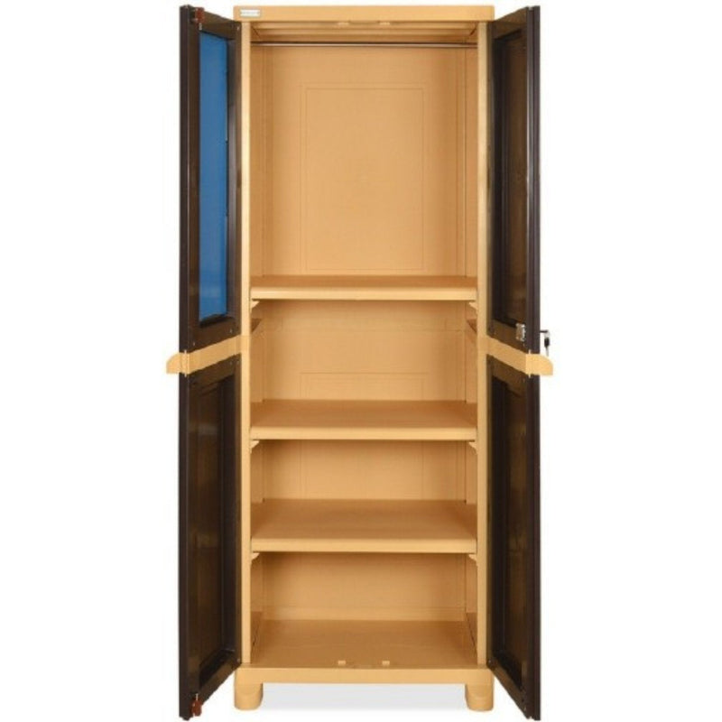 Nilkamal Freedom Big 1 (FB1M) Plastic Storage Cabinet with Mirror (Weather Brown & Biscuit)