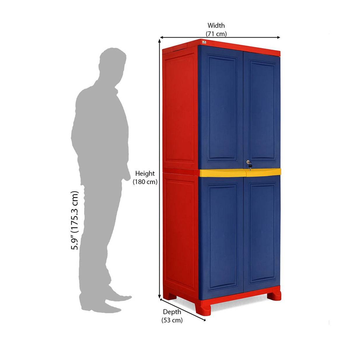 Nilkamal Freedom Big 1 (FB1) Plastic Storage Cabinet (Pepsi Blue, Bright Red and Yellow)