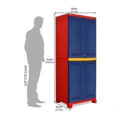 Nilkamal Freedom Big 1 (FB1) Plastic Storage Cabinet (Pepsi Blue, Bright Red and Yellow)