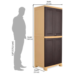 Nilkamal Freedom Big 1 (FB1) Plastic Storage Cabinet (Weathered Brown and Biscuit)