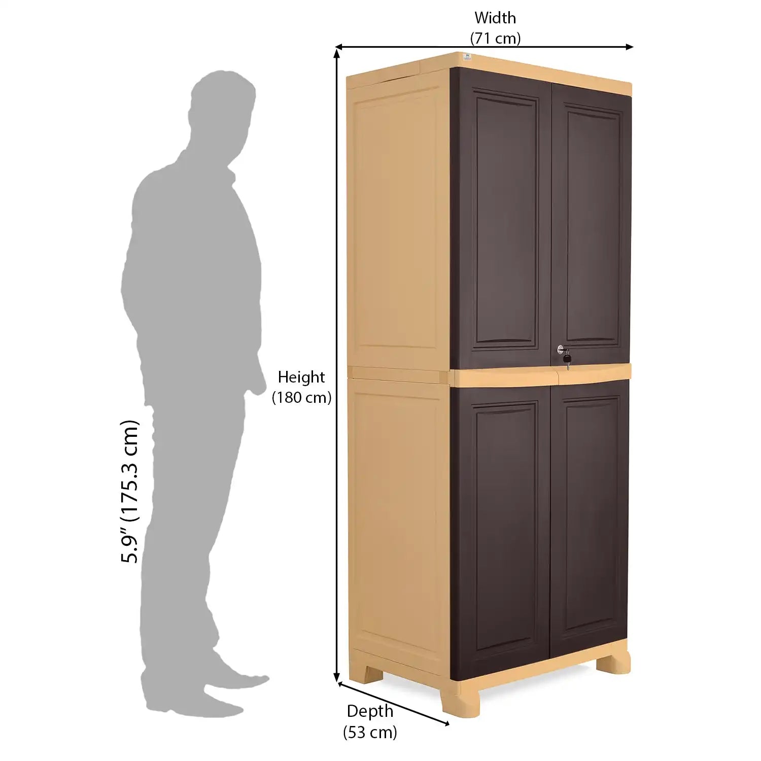 Nilkamal Freedom Big 1 (FB1) Plastic Storage Cabinet (Weathered Brown and Biscuit)