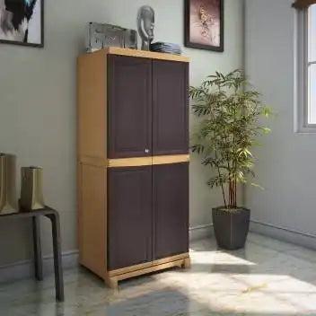 Nilkamal Freedom Big 1 (FB1) Plastic Storage Cabinet (Weathered Brown and Biscuit)