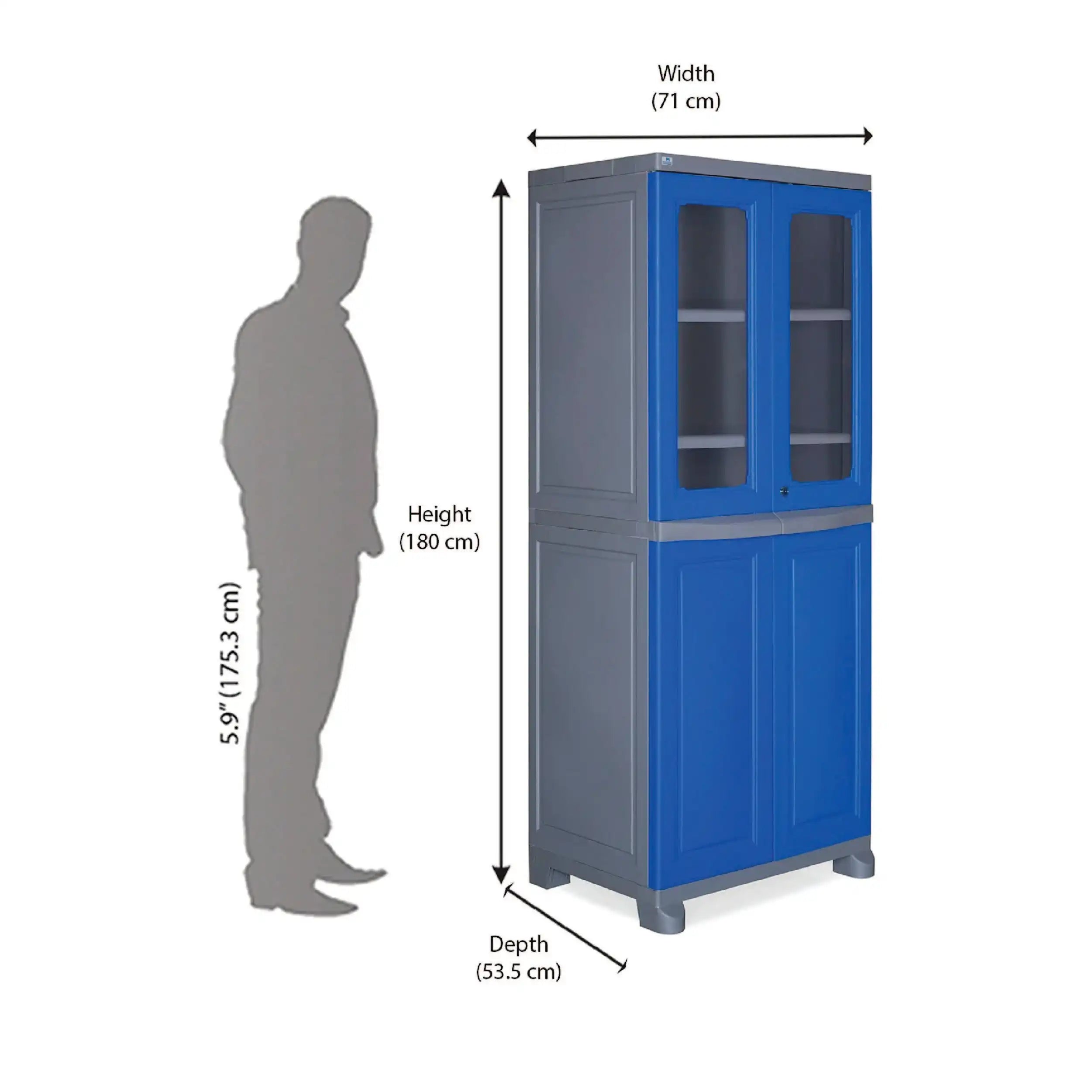 Nilkamal Freedom Big 2 Plastic Cabinet (Deep Blue & Grey)