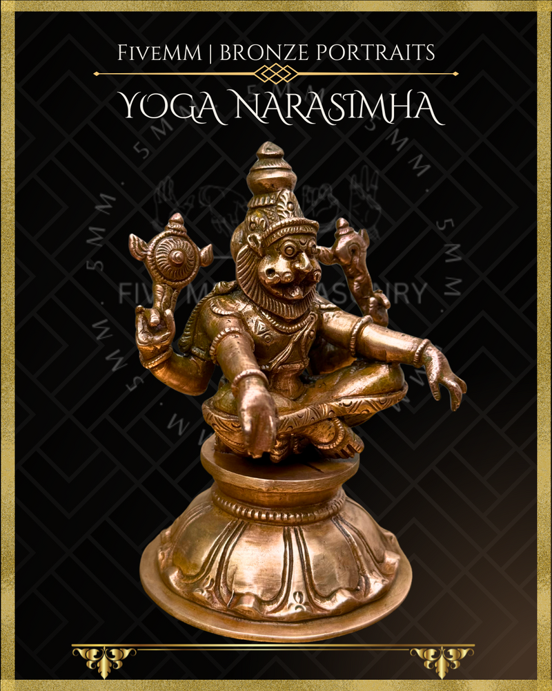 Yoga Narasimha Panchaloha Bronze Icon - 4"