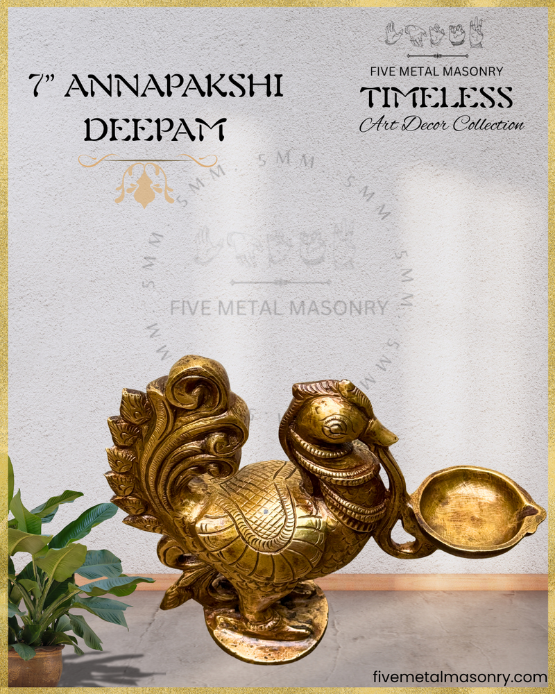 Hamsa/Annapakshi Deepam Panchaloha Bronze Icon - 7"- Timeless Collection
