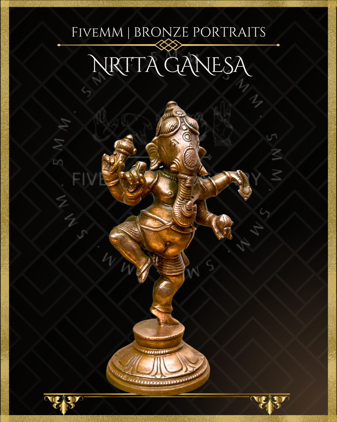 Nrtta(Dancing) Ganesa Panchaloha Bronze Icon - 4.5" -Antique finish
