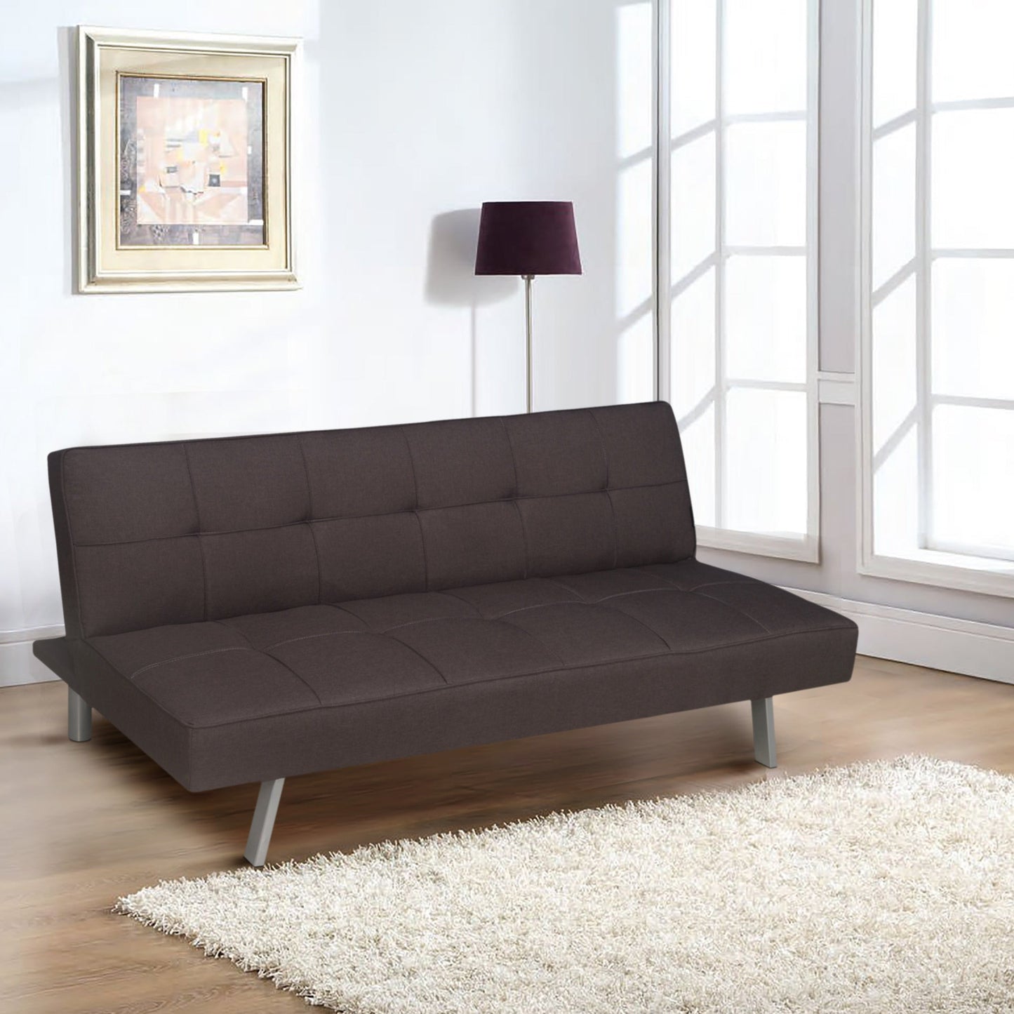 Nilkamal Felecia Fabric Sofa Cum Bed (Dark Grey)