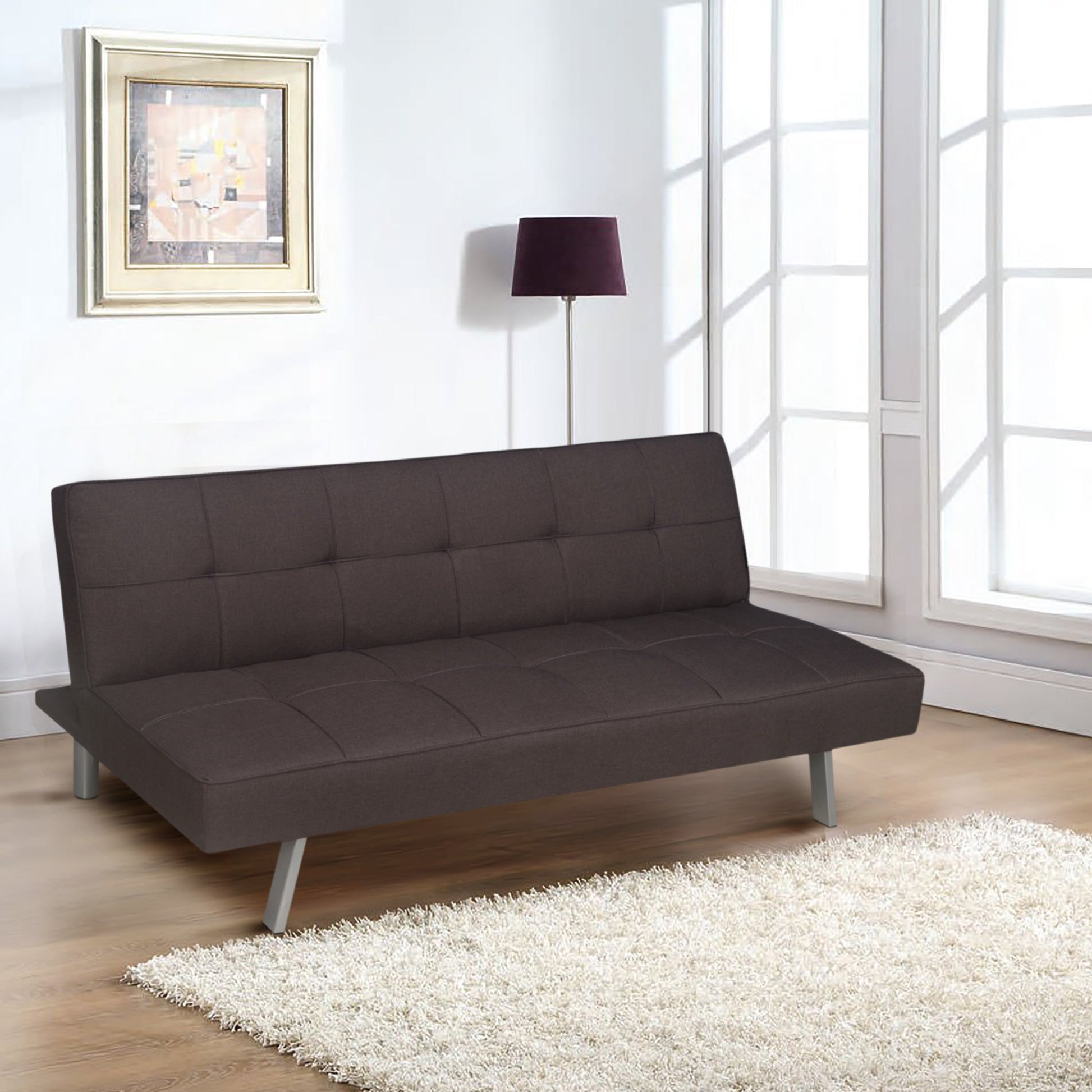 Nilkamal Felecia Fabric Sofa Cum Bed (Dark Grey)