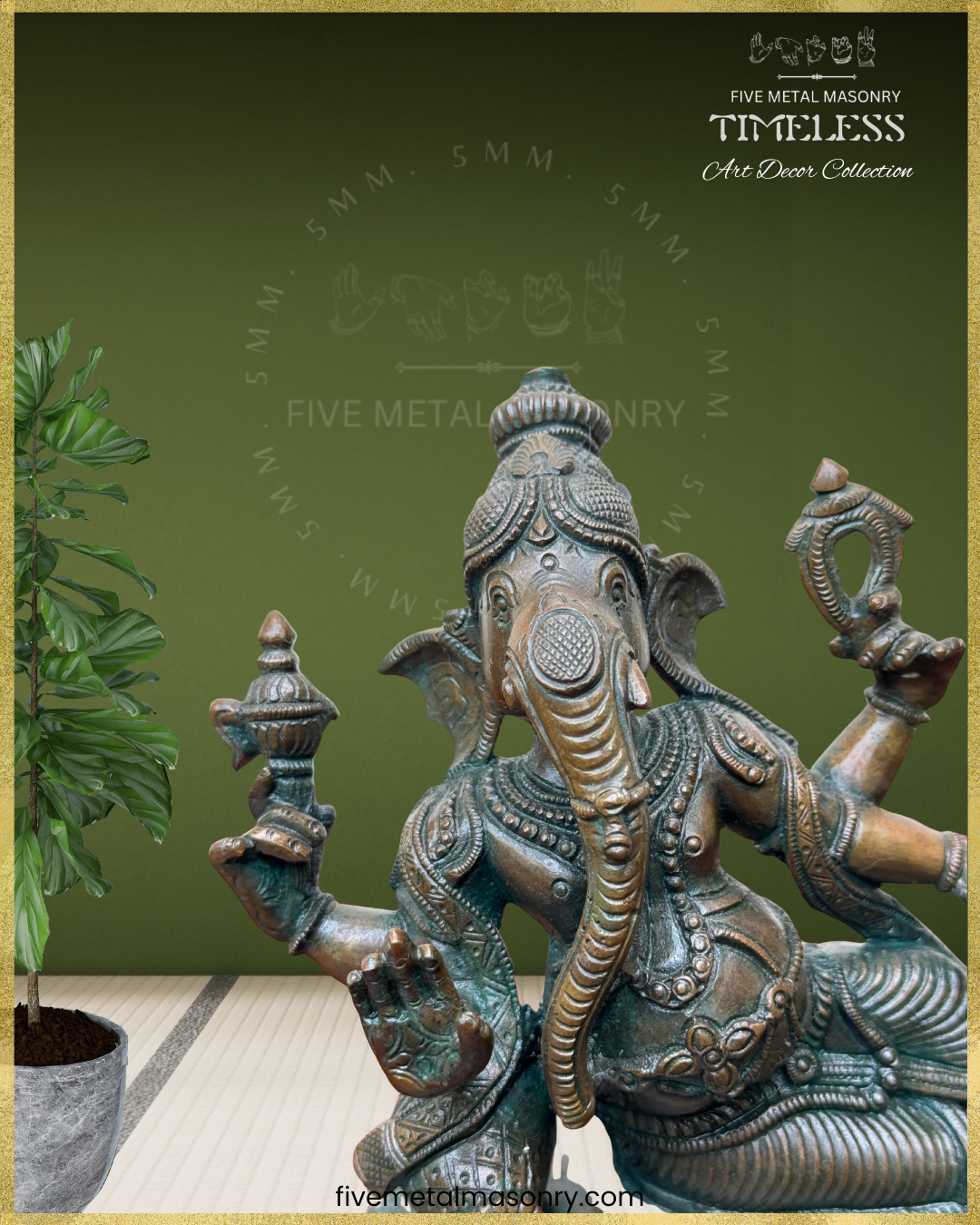 Sayana Ganesa Panchaloha Bronze Icon - 6.5" - Timeless Collection