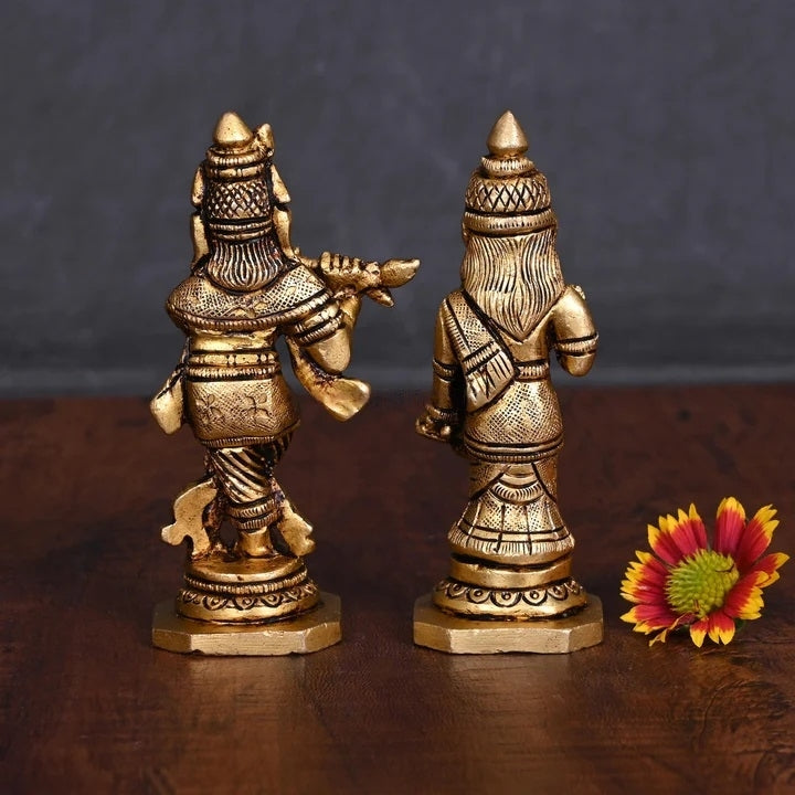 Brass Radha Krishna Idols Set (4 Inch)