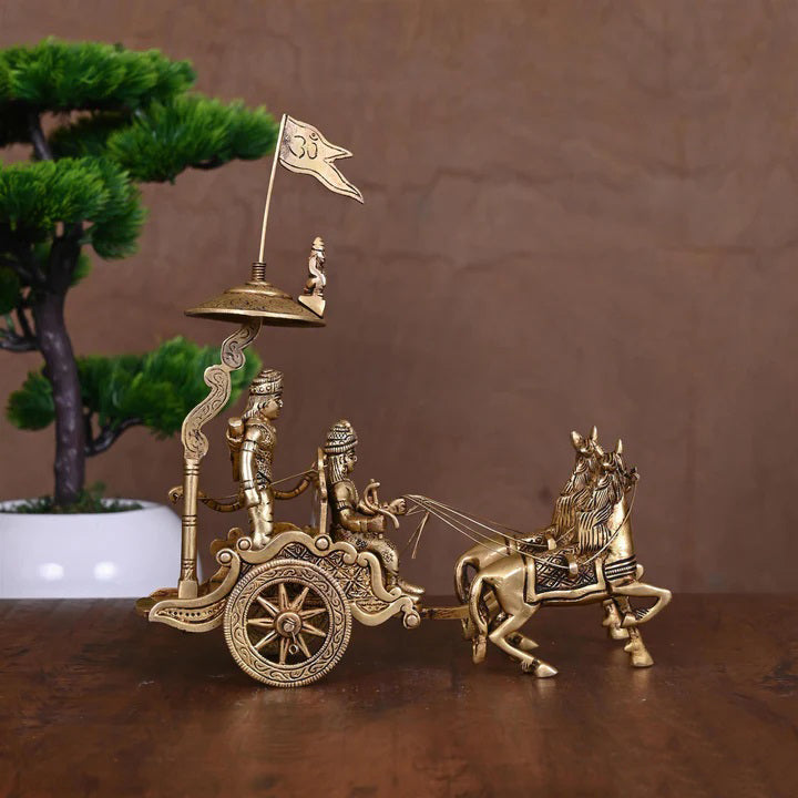 Brass Arjun And Krishna Rath