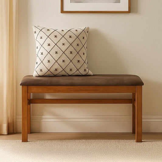 Nilkamal Leaf Multi Use Medium Sitting Bench for Living Room | Dining Room (Walnut)