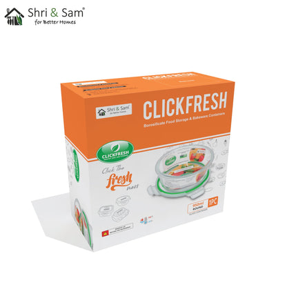 Glass 950ml Food Storage & Bakeware Container with Airtight Lid Round Clickfresh
