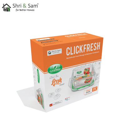 Glass 320ml Food Storage & Bakeware Container with Airtight Lid Square Clickfresh