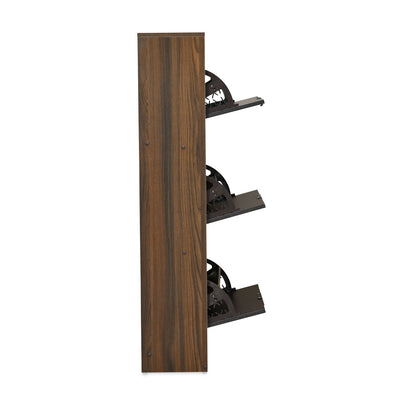 Nilkamal Florine 3 Tier Engineered Wood Shoe Cabinet (Walnut & Wenge)