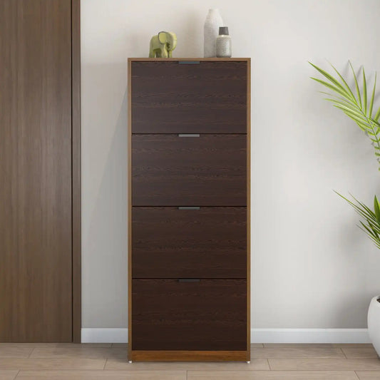Nilkamal Florine Engineered Wood 4 Tier Shoe Rack (Walnut & Wenge)