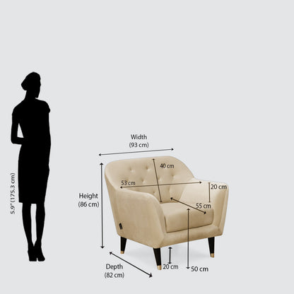 Nilkamal Roslin Fabric 1 Seater Sofa (Beige)