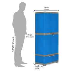 Nilkamal Freedom FMDR 1B Plastic Storage Cabinet with 1 Drawer (Deep Blue / Grey)