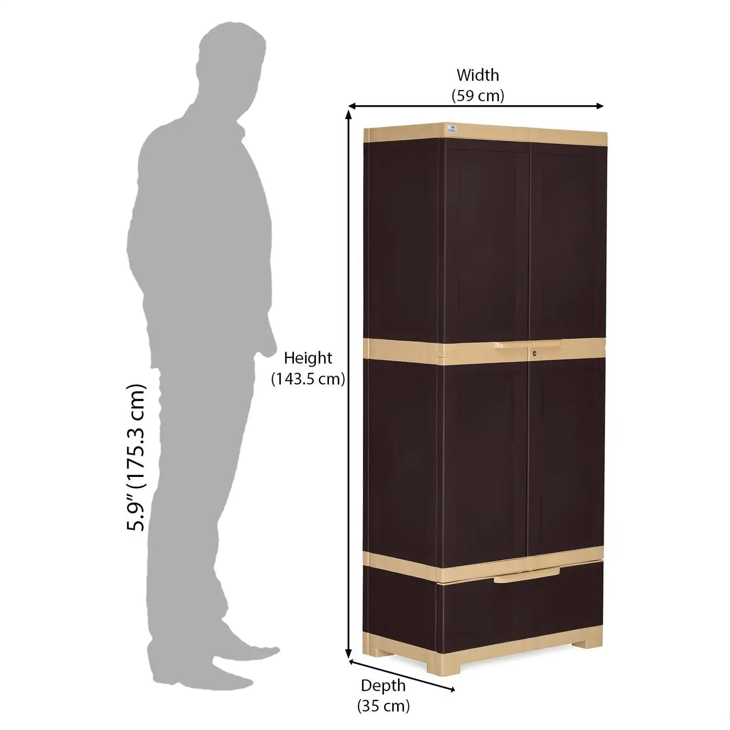 Nilkamal Freedom FMDR 1B Plastic Storage Cabinet with 1 Drawer (Weathered Brown / Biscuit)