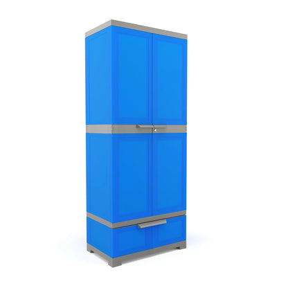 Nilkamal Freedom FMDR 1B Plastic Storage Cabinet with 1 Drawer (Deep Blue / Grey)