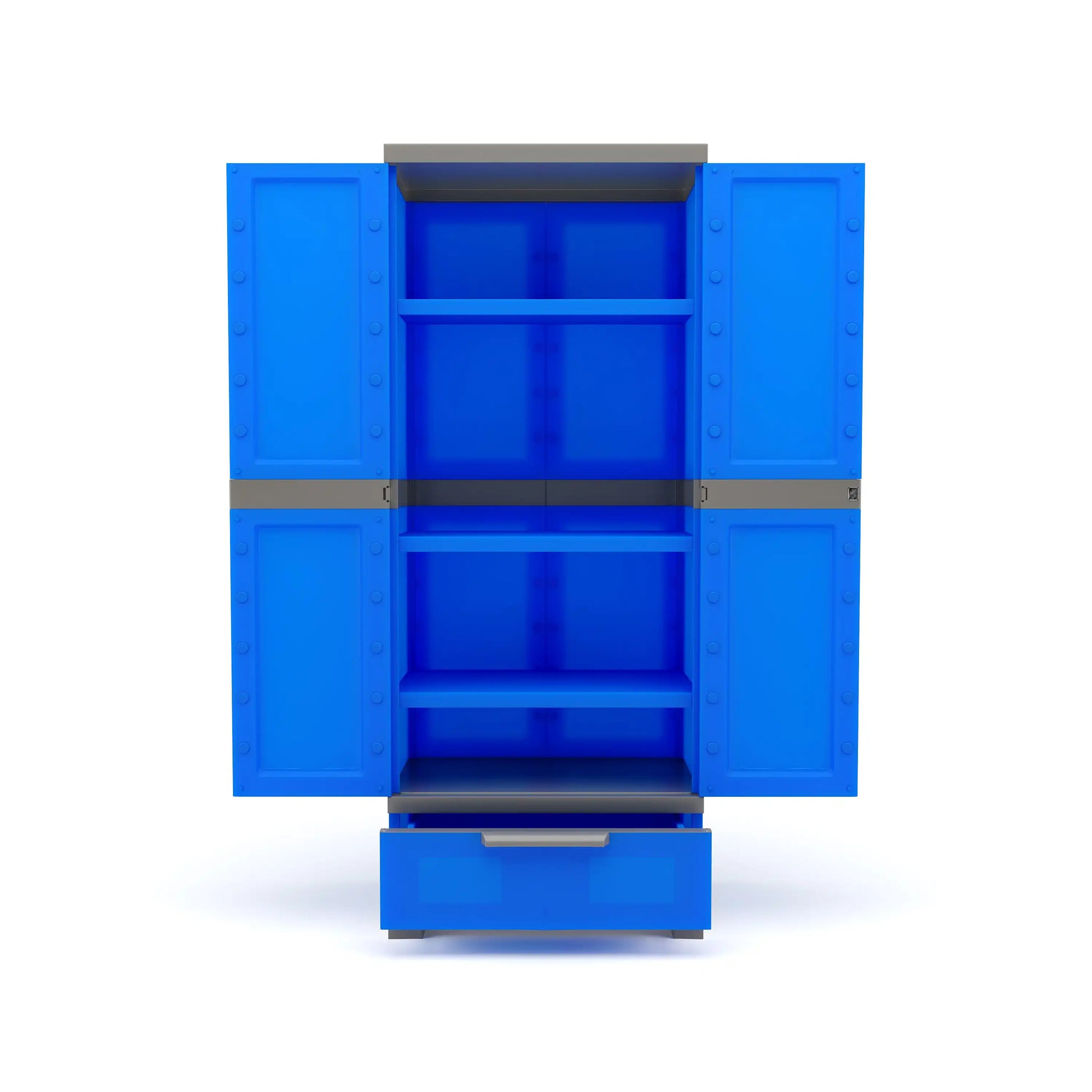 Nilkamal Freedom FMDR 1B Plastic Storage Cabinet with 1 Drawer (Deep Blue / Grey)