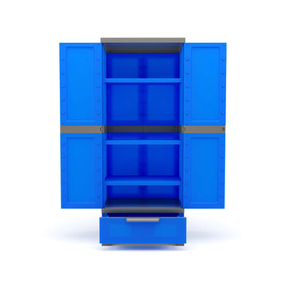Nilkamal Freedom FMDR 1B Plastic Storage Cabinet with 1 Drawer (Deep Blue / Grey)