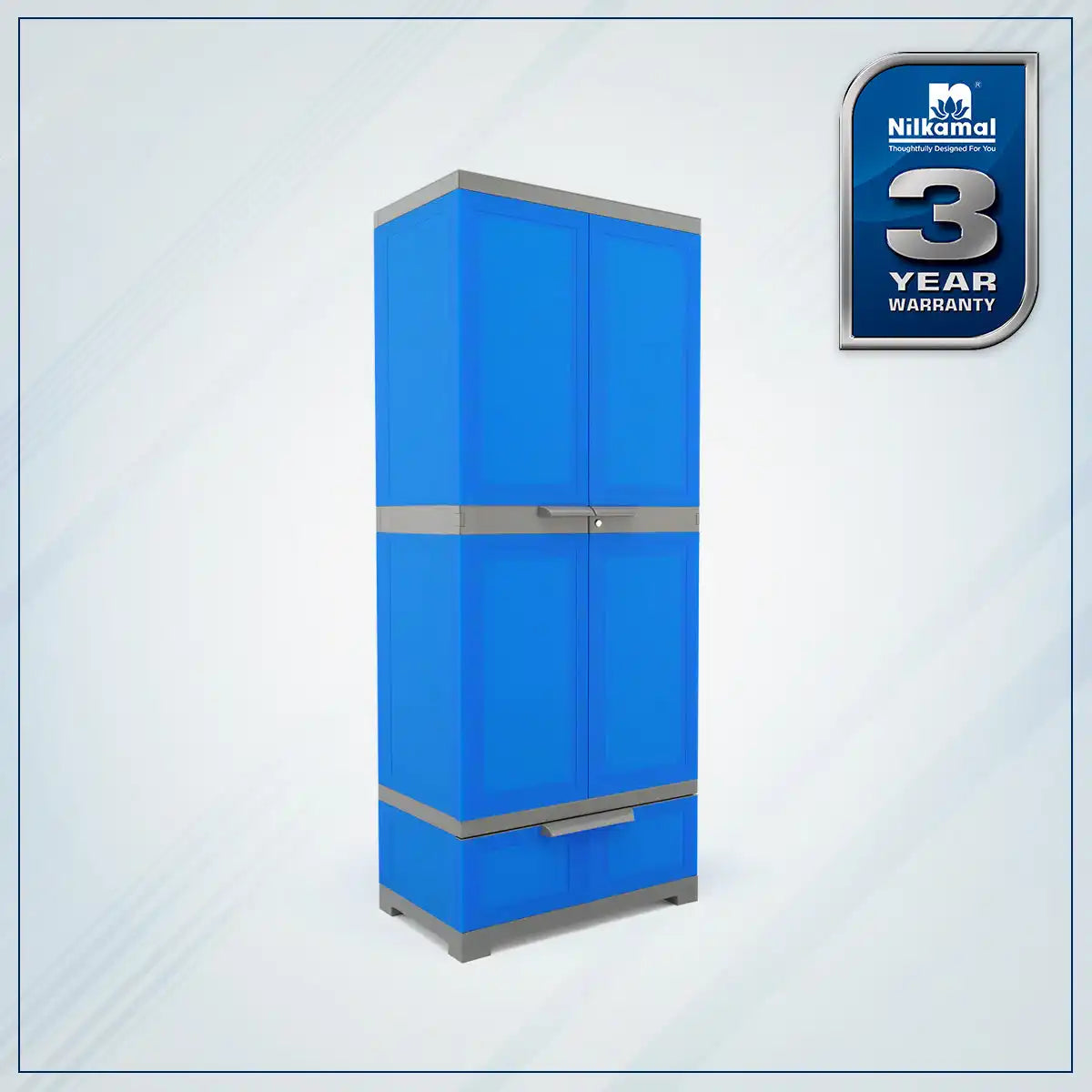 Nilkamal Freedom FMDR 1B Plastic Storage Cabinet with 1 Drawer (Deep Blue / Grey)