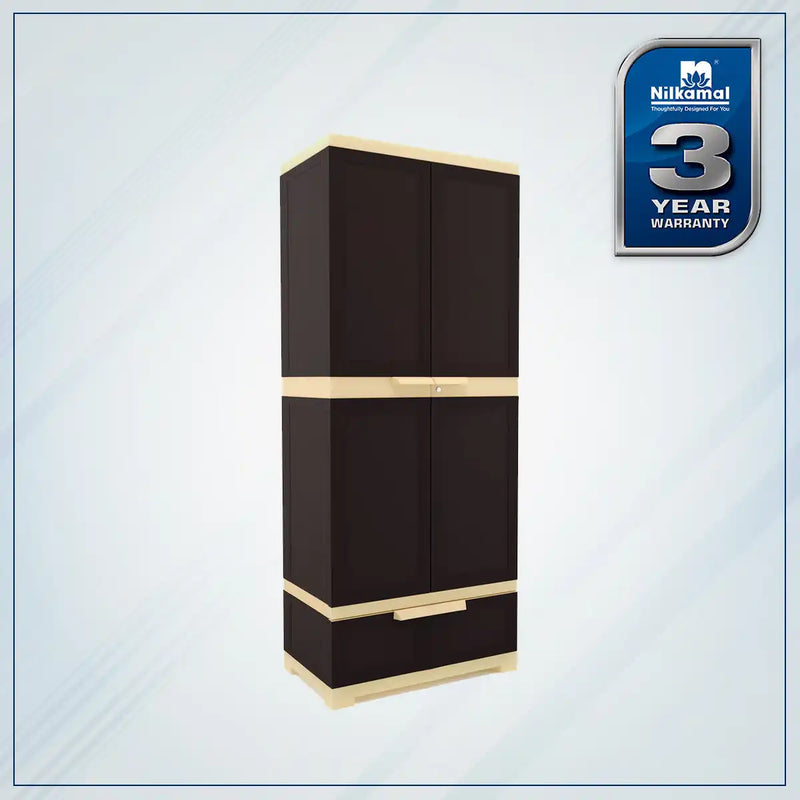 Nilkamal Freedom FMDR 1B Plastic Storage Cabinet with 1 Drawer (Weathered Brown / Biscuit)