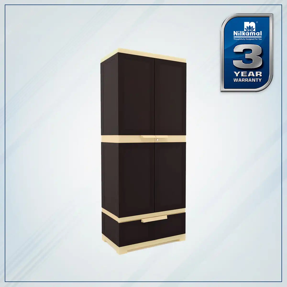 Nilkamal Freedom FMDR 1B Plastic Storage Cabinet with 1 Drawer (Weathered Brown / Biscuit)