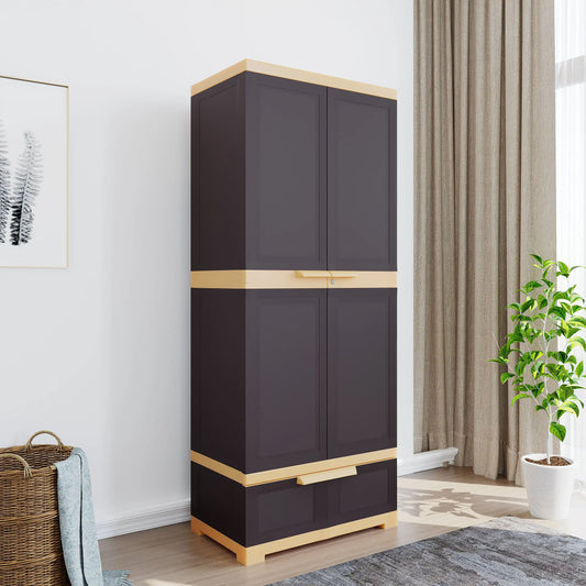 Nilkamal Freedom FMDR 1B Plastic Storage Cabinet with 1 Drawer (Weathered Brown / Biscuit)