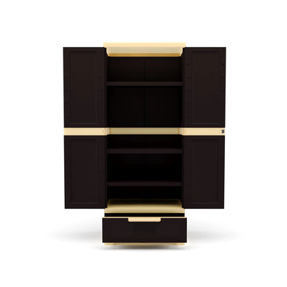 Nilkamal Freedom FMDR 1B Plastic Storage Cabinet with 1 Drawer (Weathered Brown / Biscuit)