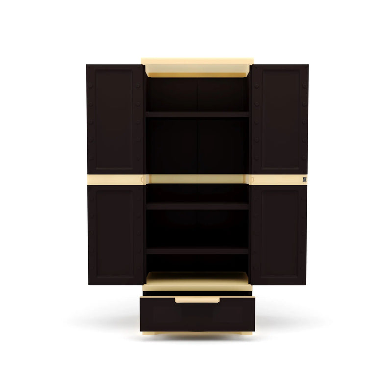 Nilkamal Freedom FMDR 1B Plastic Storage Cabinet with 1 Drawer (Weathered Brown / Biscuit)